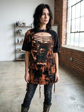 Next Level Apparel Women's M Be Comfortable In The Skin You're In Shredded Tee